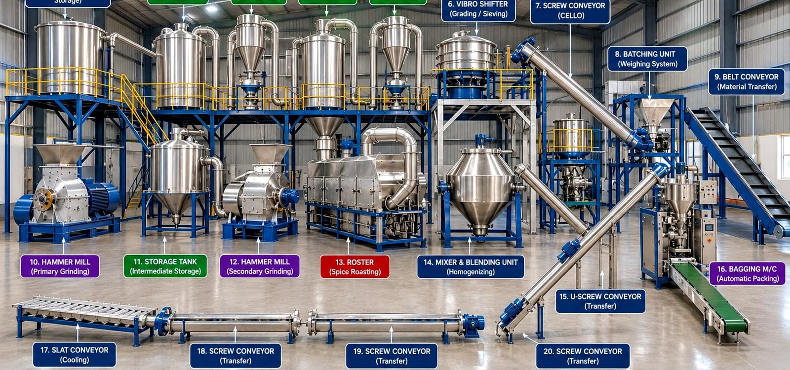 Spice grinding and processing plant project