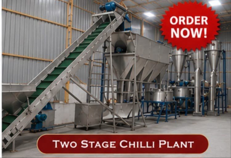 Three stage chilli processing plant