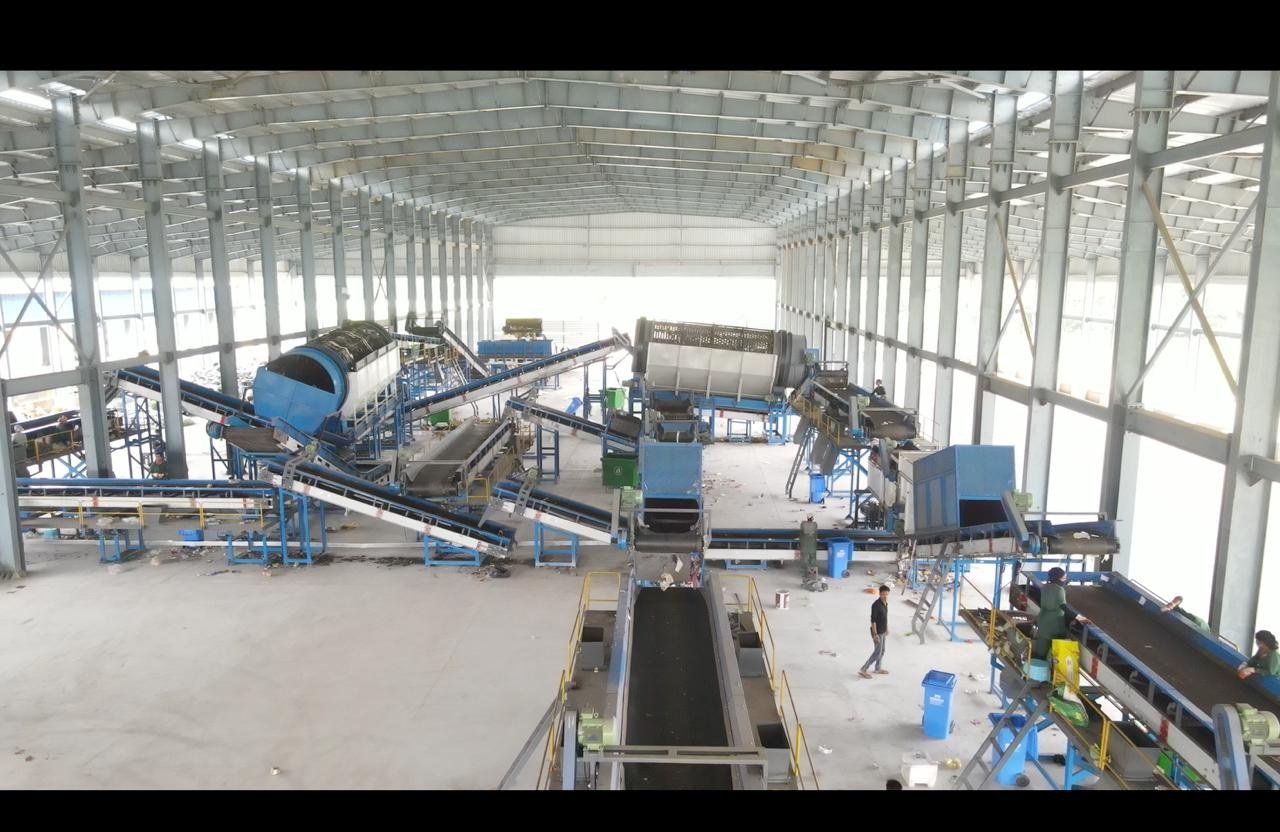 Industrial project installation and material processing plant